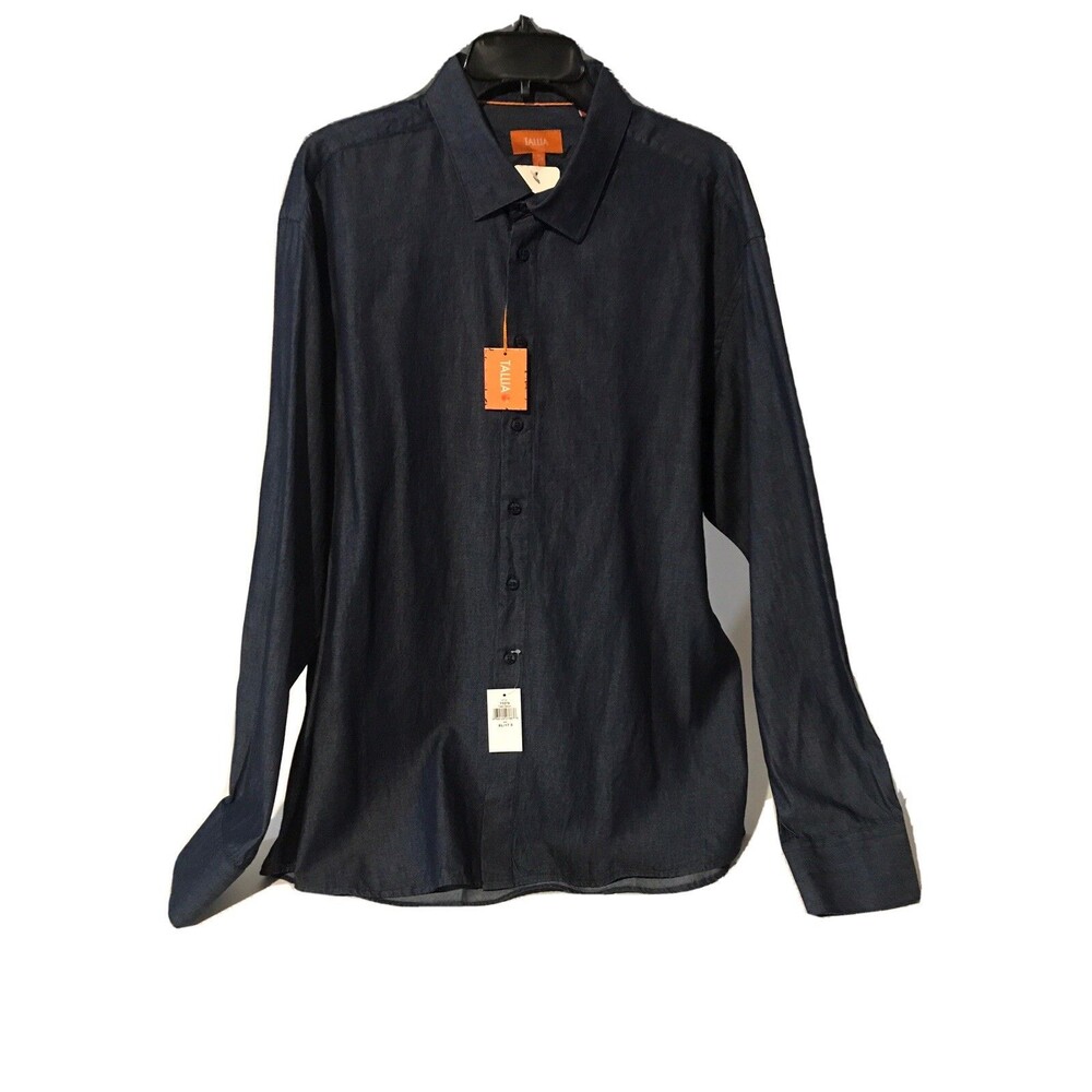 Tallia Orange Brand Blue Denim Button Down Shirt Size Medium 15.5  NWT